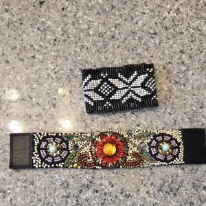 Beaded Floral Statement Bracelet with Removable Accent